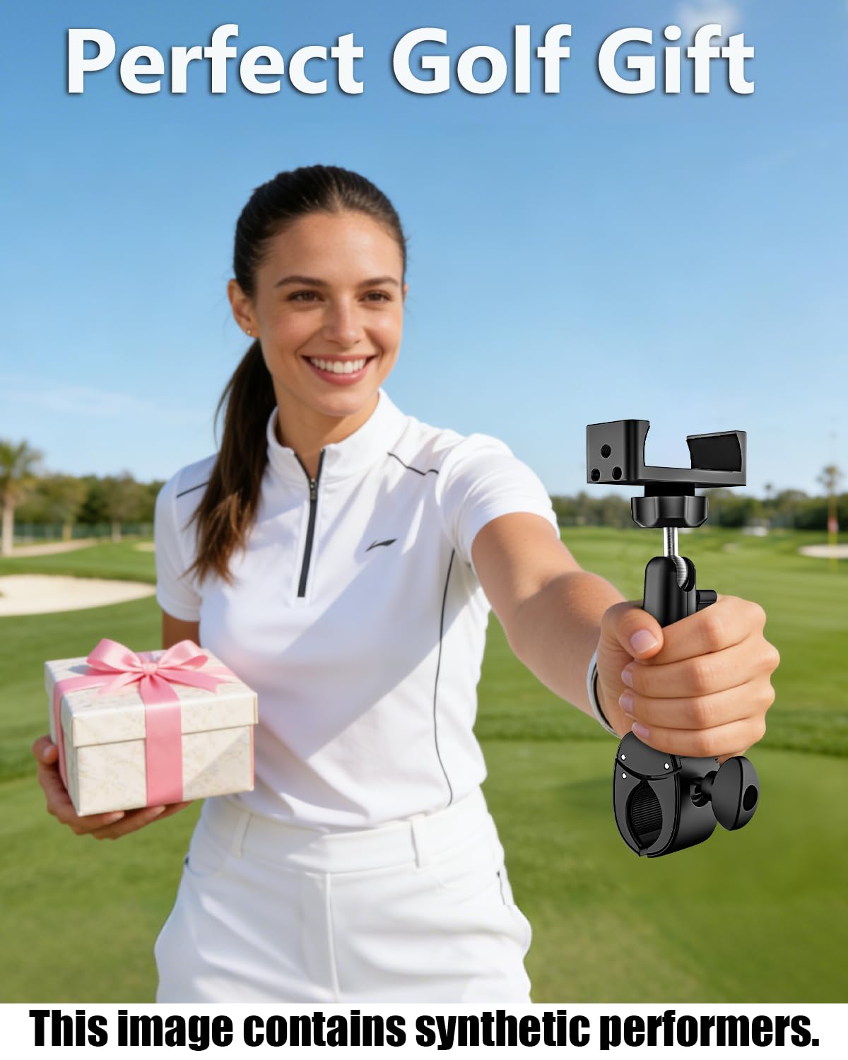 Charchendo [No-Shake] Golf Push Cart Phone Holder - Wide 0.7" Deep Clamp for Thick Case Smartphones - Mounts to 0.7"-1.78" Handlebars - Fits 4-7" Cell Phones for Clicgear, Sun Mountain, Caddytek