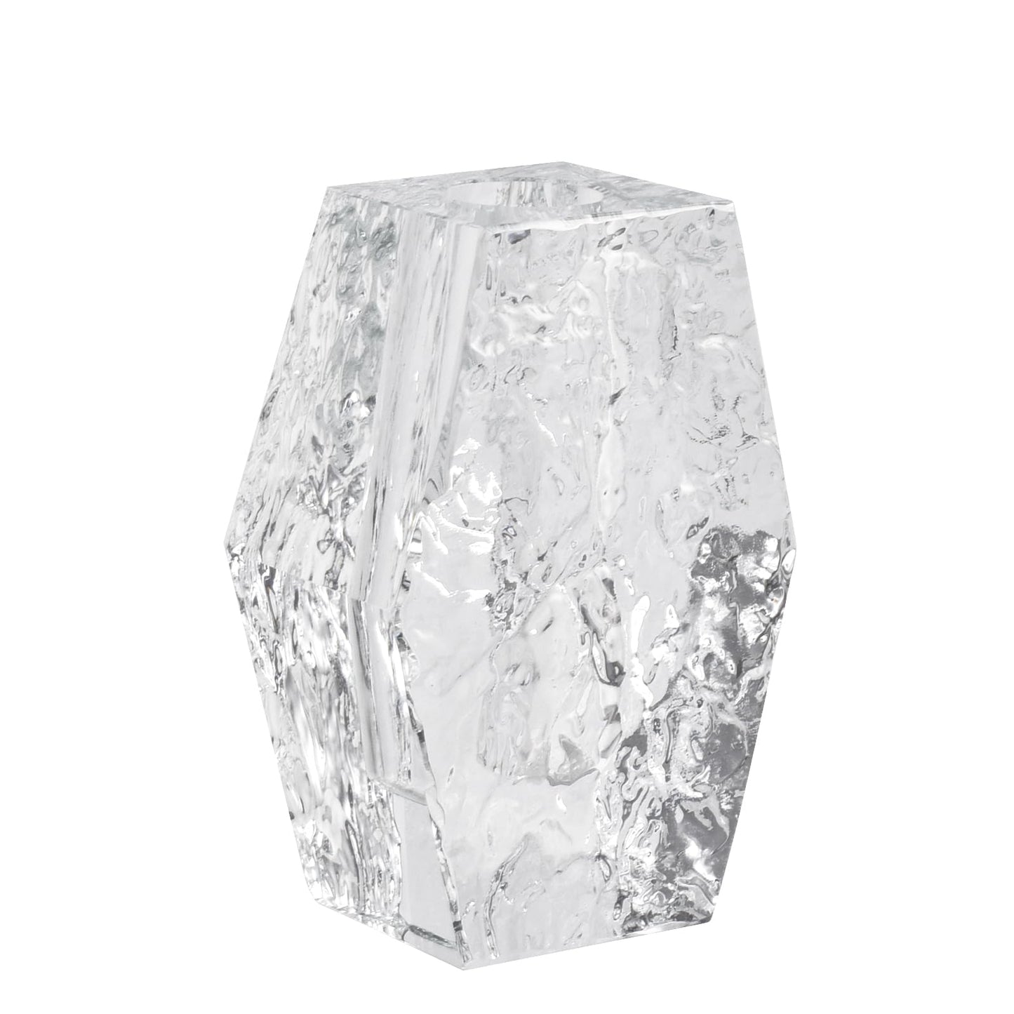 Glacier Series Crystal Vase 4.7-inch High, Modern Crystal Home Office Decor for Living Room Dining Table Centerpieces, Birthday and Wedding