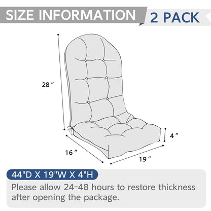 TWLEAR Indoor/Outdoor Adirondack Chair Cushions 44 x 19 x 4 Inch, Tufted Outdoor Rocking Chair Cushion, Anti-Slip High Back Patio Chair Cushions, Set of 2, Paisley Multi
