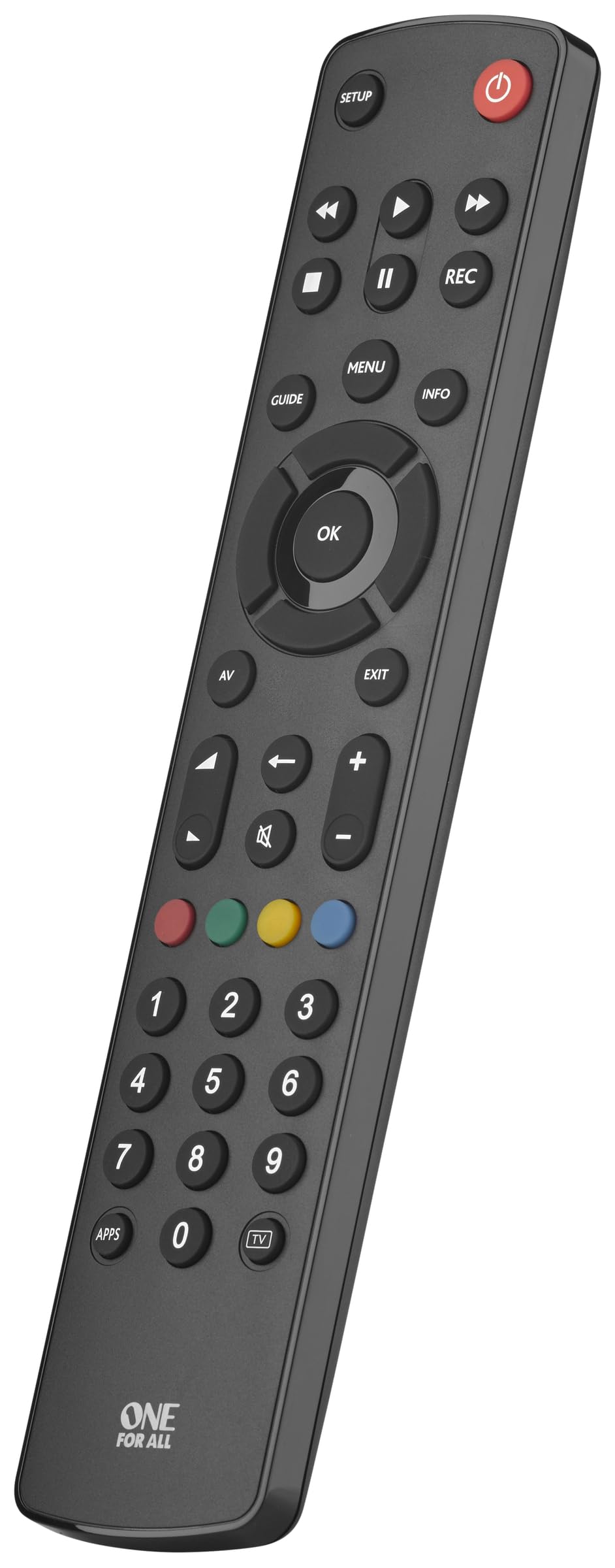 One For All URC1210 Contour Universal Control of TV/Smart TV - Guaranteed to work with all manufacturer brands - ,Black