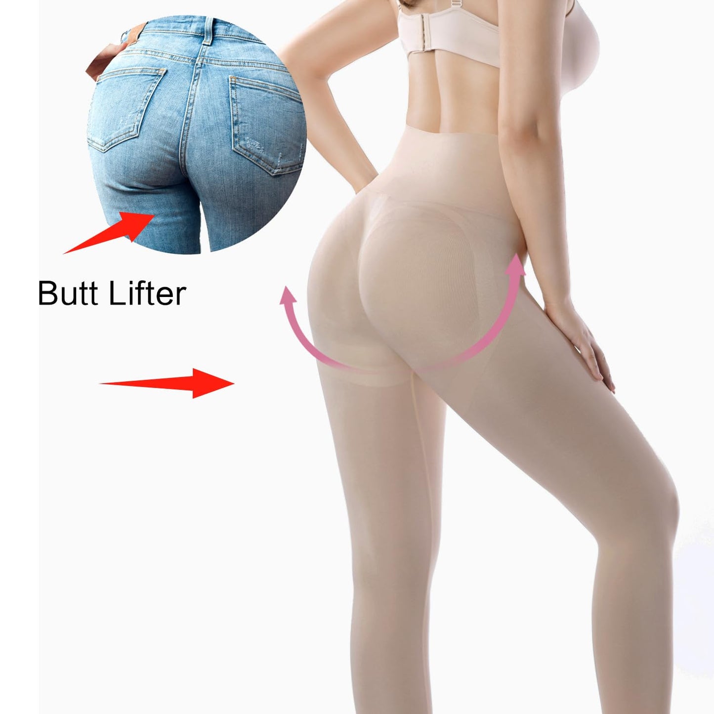 +MD Shapewear for Women Tummy Control Seamless High Waisted Light Compression Footless Tights Leggings