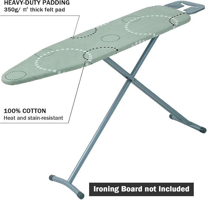 Ironing Board Cover and Pad Standard Size 15" x 54", 3 Pairs of Hook and Loop