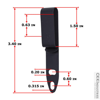 DCC 1 Series Metal Belt Clip - (SHS Model) - (Fits Up to 1.50 Inch Belts) - (Gray) - USA Made - Spring Steel Clip with Cant Adjustable Slots - Corrosion Resistant Finish - Secure IWB Carry