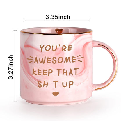 Generic Pink Ceramic 12oz Cylindrical Coffee Mug, Novelty Coffee Mugs, Perfect for Home, Christmas, Valentine's Day, Anniversary, Microwave Safe