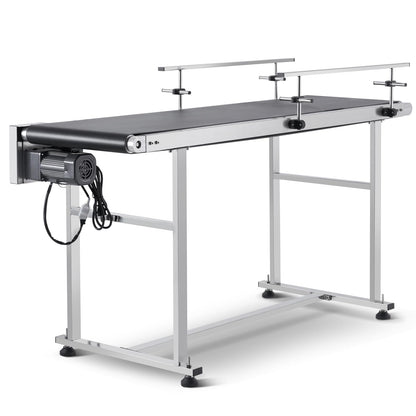 VEVOR Belt Conveyor, 59 x 15.7 inch ConveyorTable, Heavy Duty Stainless Steel Motorized BeltConveyor for Inkjet Coding Applications Powered PVCBelt Anti-Static Adjustable Speed (Double Guardrail)