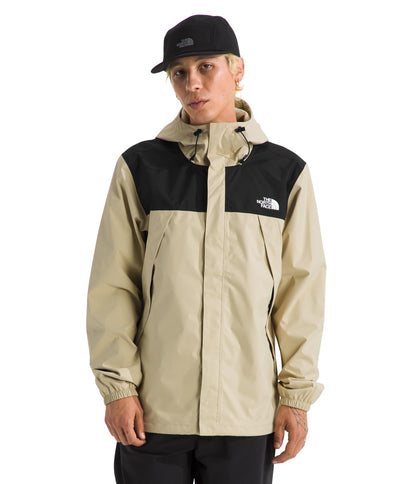 The North Face Men's Antora Jacket (Standard & Big Size) - Waterproof & Windproof Rain Coat, Secure Zip Hand Pockets, Desert Stone/TNF Black, X-Large