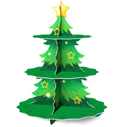 WEEPA Christmas Party Decorations Christmas Cake Stand 3 Tier Christmas Tree Cupcake Stand for Birthday Party Supplies