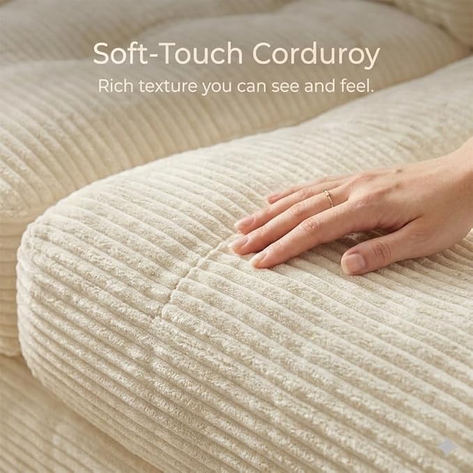 69" Corduroy Loveseat Sofa in a Box, High-Density Foam Couch, No Assembly