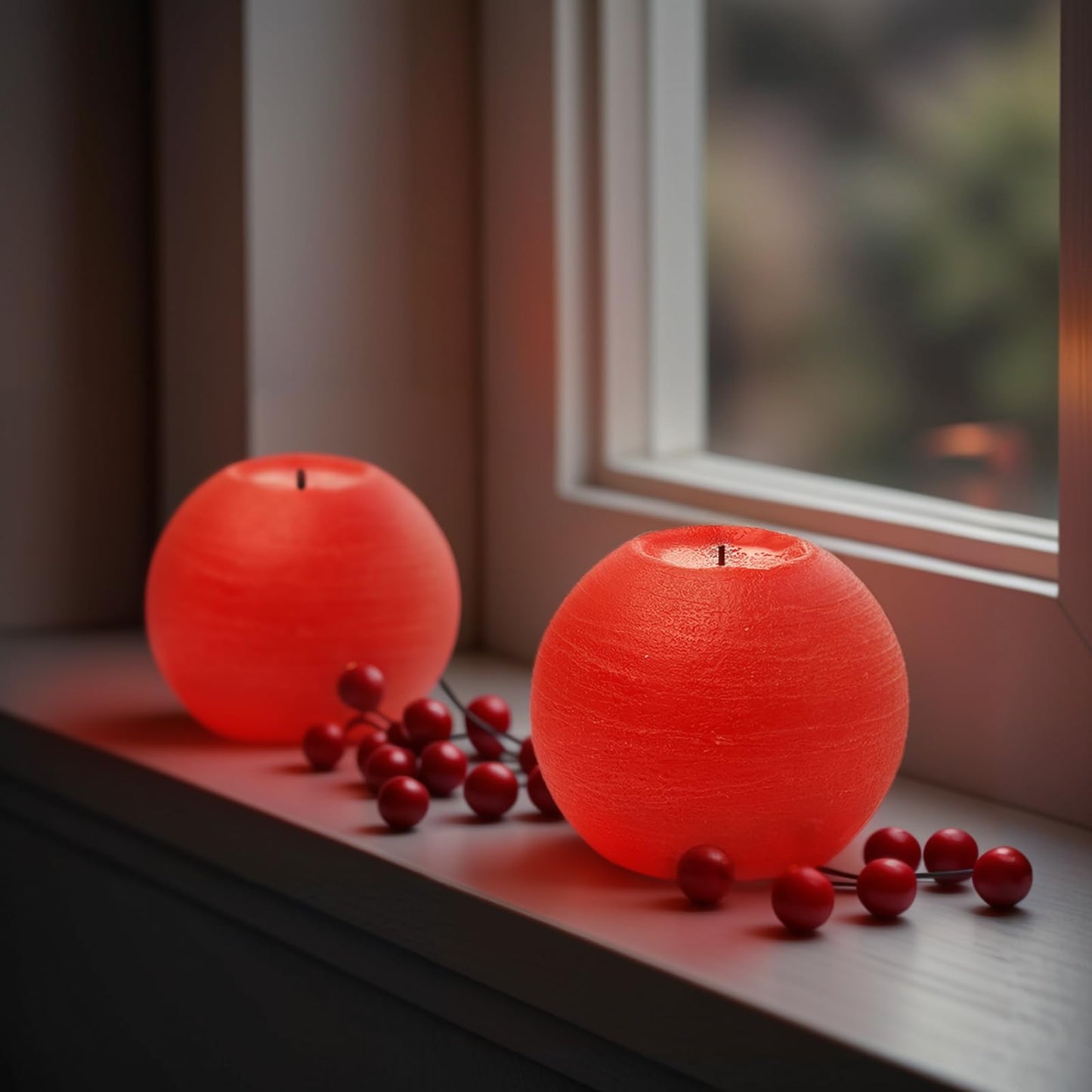 FUWDEO Flameless Candles with Remote & Timer,4" H LED Battery Operated Round Candle 2 Pack,Real Wax Christmas Candle Lights Flickering for Christmas Gift Wedding Home Decor (Red)