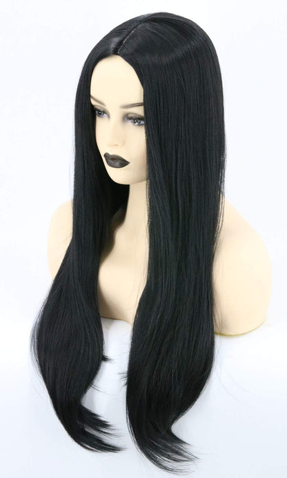 Topcosplay Women's Long Black Straight Wig Cosplay Wig Halloween Costume Wigs (Black)