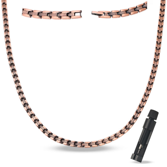 Fashtour Copper Necklace for Men Women, 99.99% Pure Copper Magnetic Chains Necklace with 3500 Gauss Ultra Strength Neodymium Magnets, Adjustable Jewelry Gift with Sizing Tool (Copper 029)