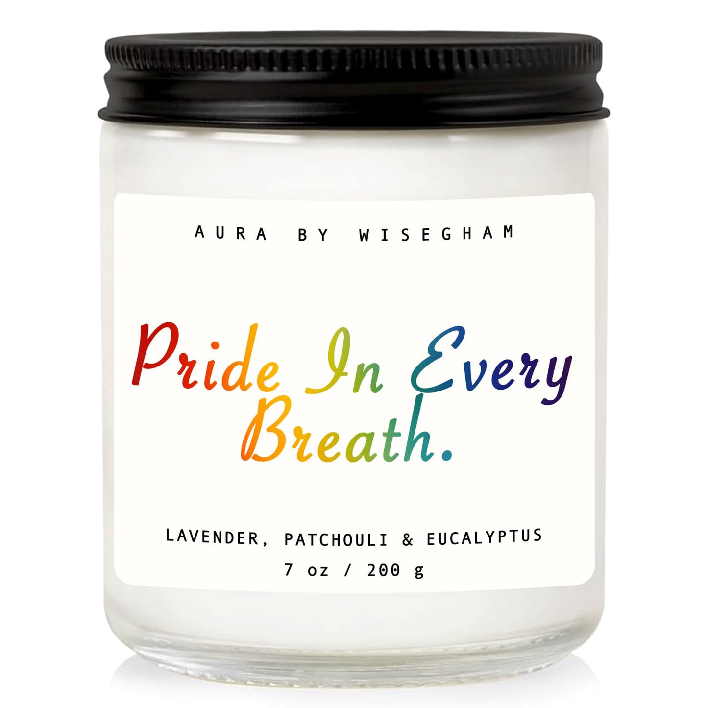 WISEgham Lavender Scented Candle - Gay Gifts for Home Gay Pride Soy Candle - Glass Jar Candle for Relaxation, LGBTQ Pride Gift for Him, 40-Hours Long Lasting Soy Wax Home Decor, 7oz