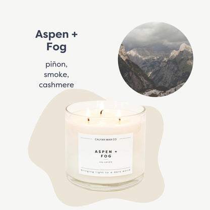 Calyan Wax Co. Aspen & Fog 3 Wick Scented Candle - 43 Hour Burn - Luxury 3 Wick Soy Candles - Clean Soy Wax Candles - Long Lasting Large Glass Jar Candle for Home - 14.9oz