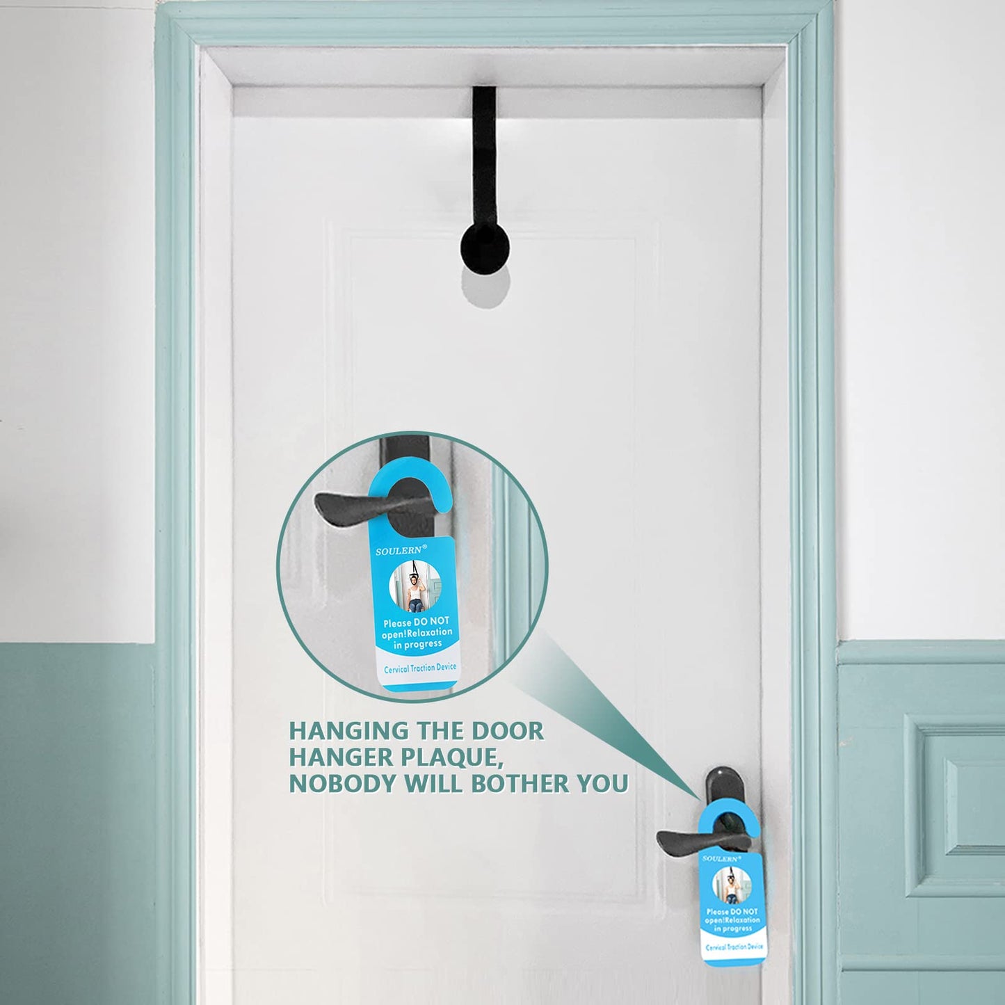 soulern Neck Stretcher Cervical Traction Device for Home Use - Over The Door Cervical Neck Traction Device for Decompression Home Physical Therapy, Portable Neck Traction Device for Neck Pain (Black)