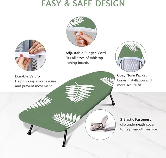 SheeChung 12.5"x32" Small Ironing Board Cover and Pad, Fits Mini Table Top