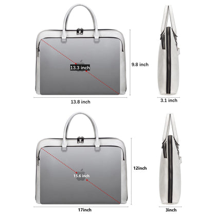 Blofinche Genuine Leather laptop Briefcase: Messenger shoulder bag 15 16 inch men macbook case women work satchel designer handbag Beige
