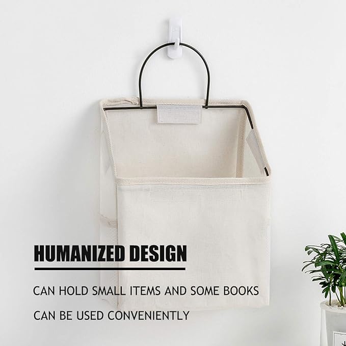 Wall-Hanging Storage Bags, Desktop Organizer Basket Cotton Linen Hanging