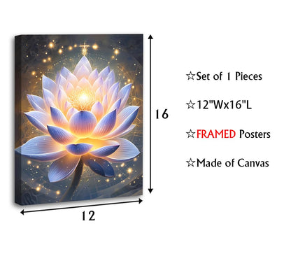 LNLAGBO Framed Spiritual Lotus Flower Wall Art Decor,Zen Office Decor Meditation Poster Spa Room Meditation Wall Decor Pictures for Bathroom Office Yoga Home Decorations(12"X16")