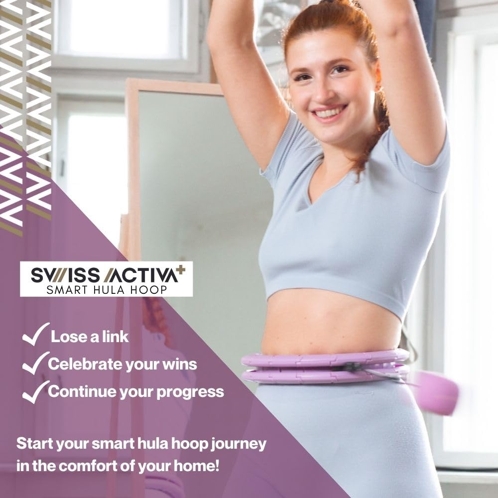 Swiss Activa+ Smart Hula Hoop S4.S XXL Extension Set - No Falling Hula Hoop - Hula Hoop 51 in - Fitness Hula Hoop with Weighted - Fitness Hoop Hula Hoop with Ball - Smart Hoola Hoop