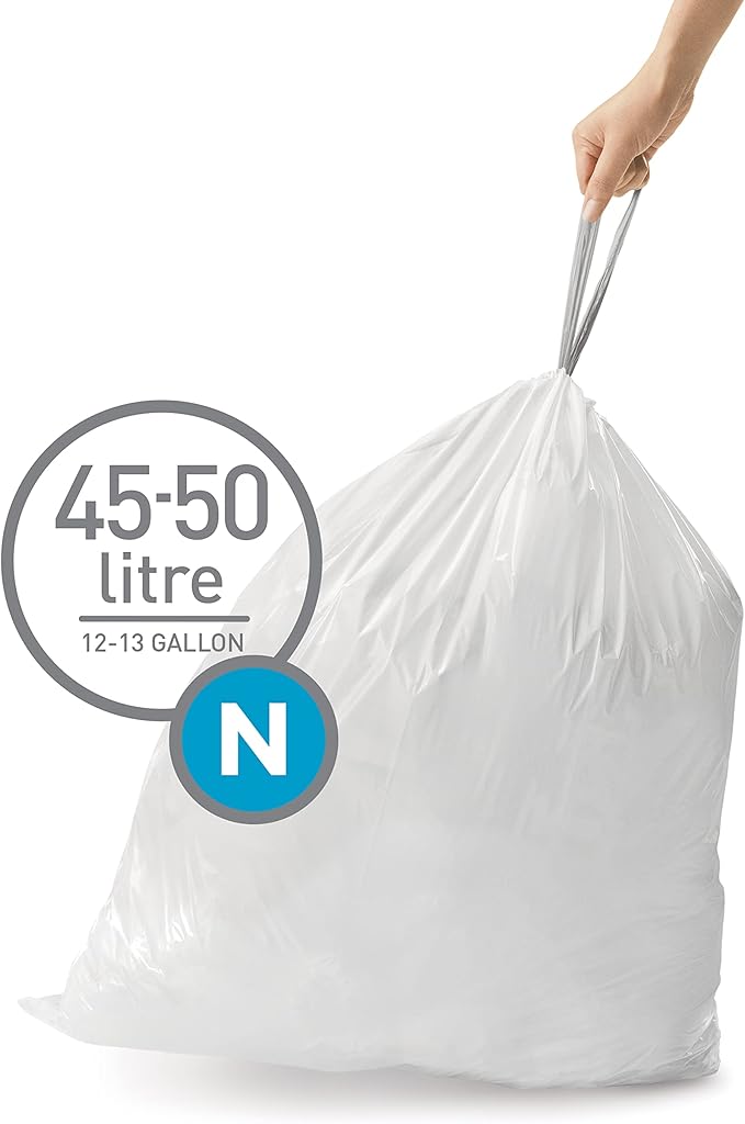 simplehuman Code N 100 Count, Dispenser Pack Custom Fit Liners, Drawstring