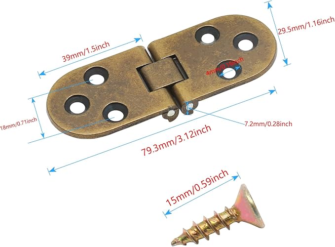 Piutouyar 4PCS Bronze Butler Tray Hinge, Heavy Duty Folding Flip Top Hinge 180