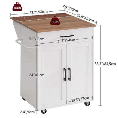 MAHANCRIS Folding Countertop Kitchen Island Cart and 4-Tier Rotating Bookshelf Bundle, Kitchen Island Table with Towel Rack, Spinning Bookshelf Tower, for Living Room, Study, KIBZ12501-BKWT6401