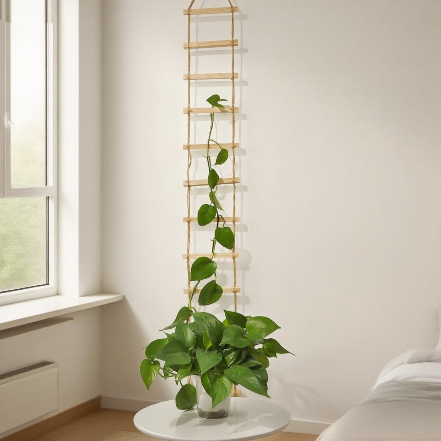 GOOOXIM Chain Trellis for Climbing Plants Indoor – Natural Wood Ladder Style Plant Support for Vines, Ideal for Pothos & Ivy, Stylish Modern Design for Home & Garden Use, Indoor/Outdoor