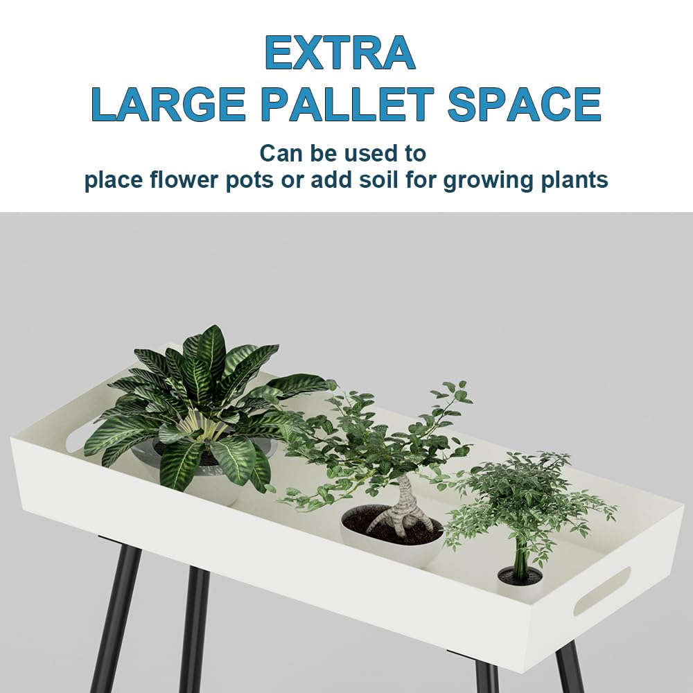 DHYGOTFUR 2-Tier Aluminum Plant Stand Indoor Outdoor with Built-in Handles, Anti-Fall Top Storage Box, Heavy Duty Multi-Use Plant Rack & Display Shelf for Patio Garden Lawn Balcony Living Room