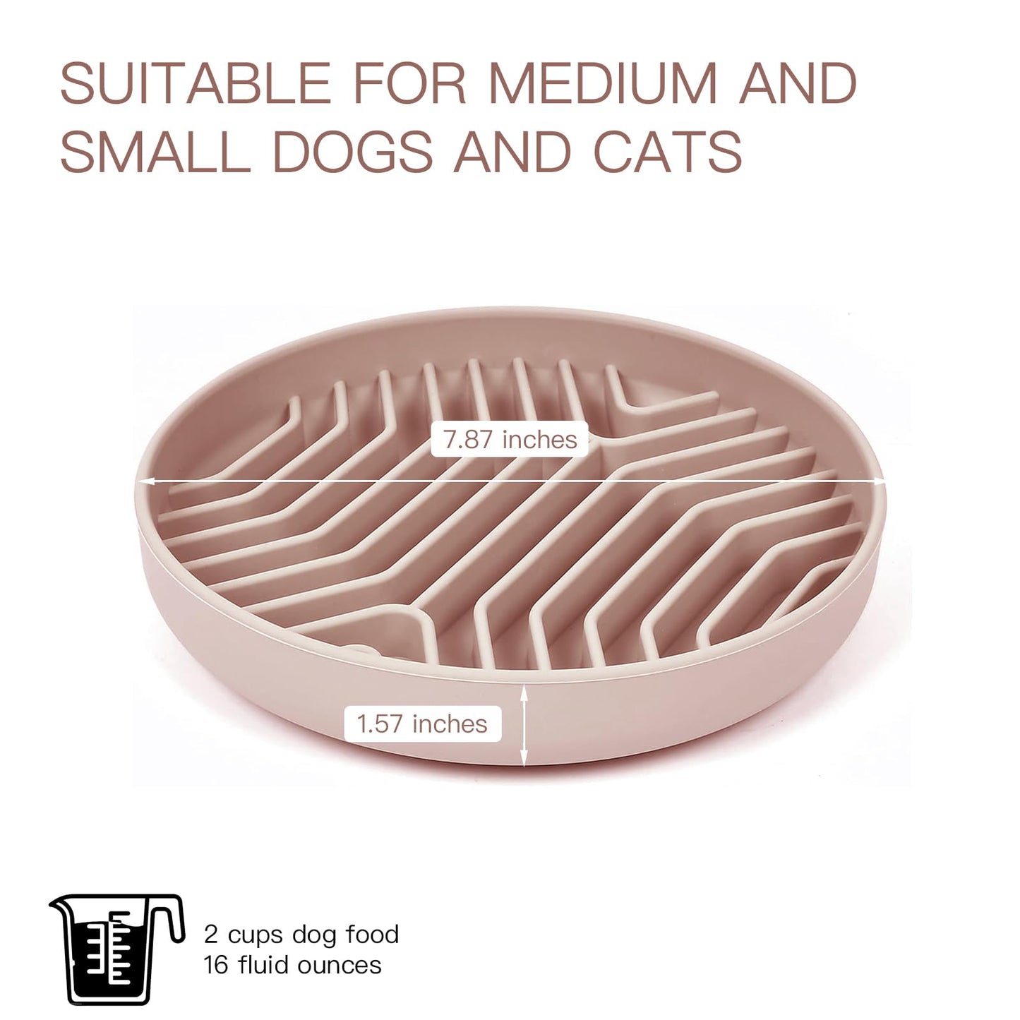 Slow Feeder Dog Bowls, Puzzle Silicone Dog Feeding Bowls with Suction Cups, Anti-Choking, Non-Slip Design, Reduces Boredom, Anxiety, Ideal for Medium to Small Dogs & Cats - XAQMHSW (Pink)
