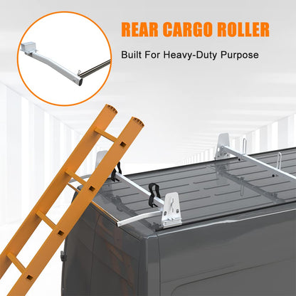 MELIPRON 800 lbs Van Roof Rack Fit for Chevy Express 1500 2500 3500, GMC Savana Cargo Van Ladder Rack with Rear Roller
