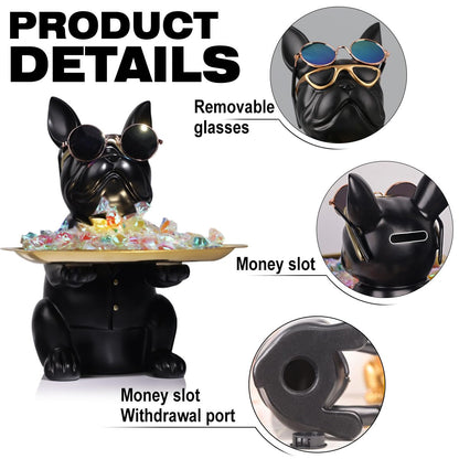 French Bulldog Gifts Statue Tray Organizer for Keys, Candy, Jewelry, Earrings, Entrance Piggy Bank - Modern Decor Resin French Bulldog Decor Entryway Table, Coffee Table, Office Desk, Home Decor