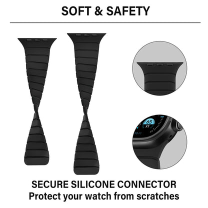 Sixmoat Magnetic Silicone Straps Compatible with Apple Watch 49mm 46mm 45mm 44mm 42mm, Soft Sport Wristband for Men Compatible with iWatch Ultra3 2 1 SE Series 11 10 9 8 7 6 5 4 3, Black