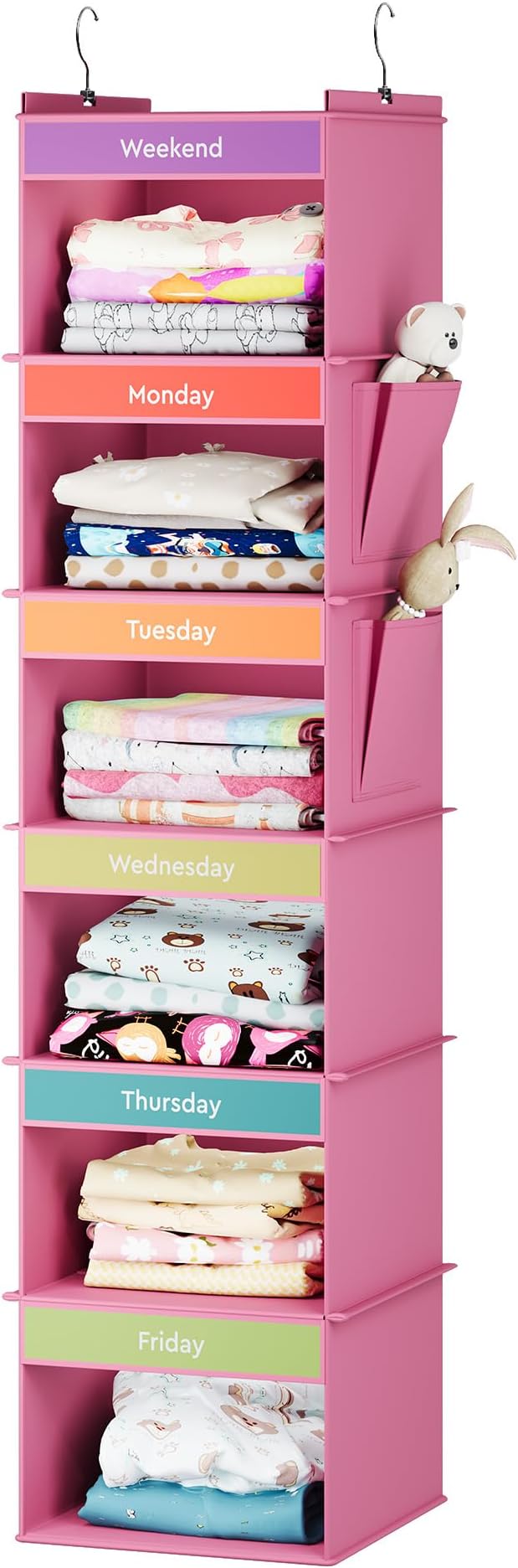 YOUDENOVA 6-Shelf Weekly Hanging Closet Organizer, Weekly Clothes Organizers