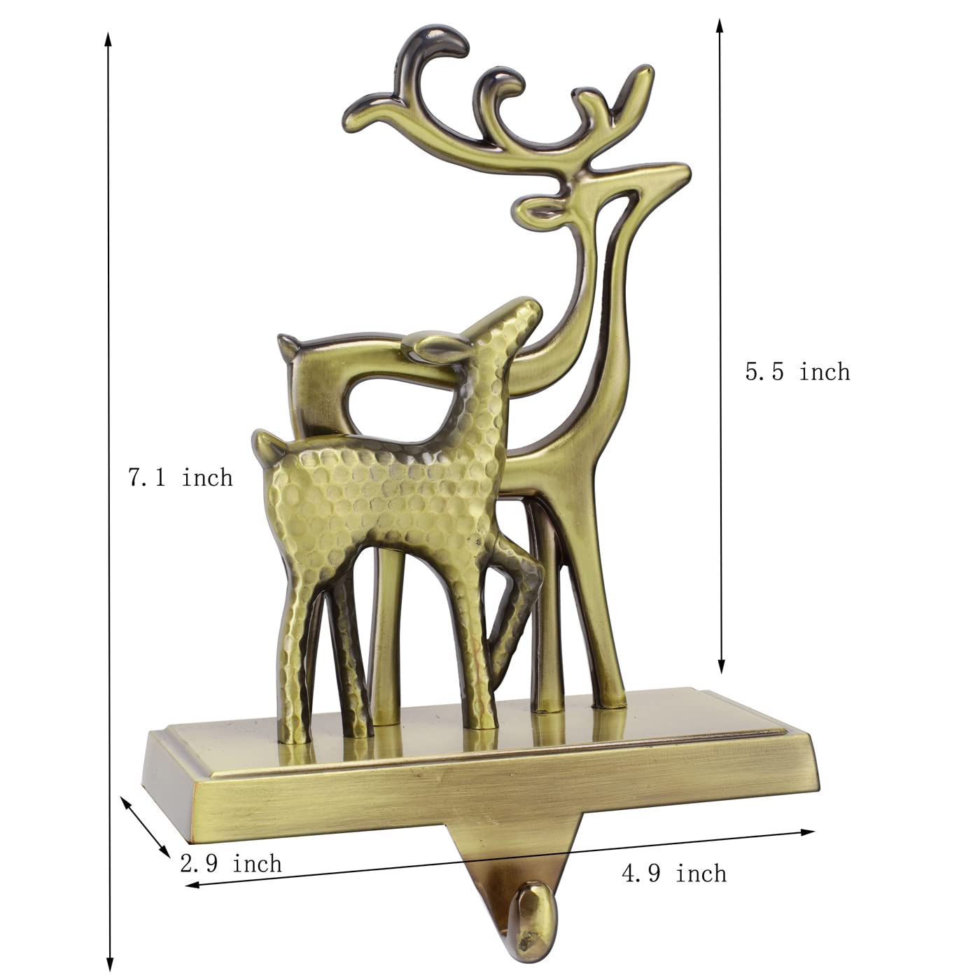 WeddPtyFr Christmas Stocking Holders for Mantle Set of 2 Christmas Stocking Hangers for Fireplace Anti-Slip Mantel Hanger Hooks for Stocking Hanging Ornament Firepiece Xmas Decor (Tree and Reindeer)