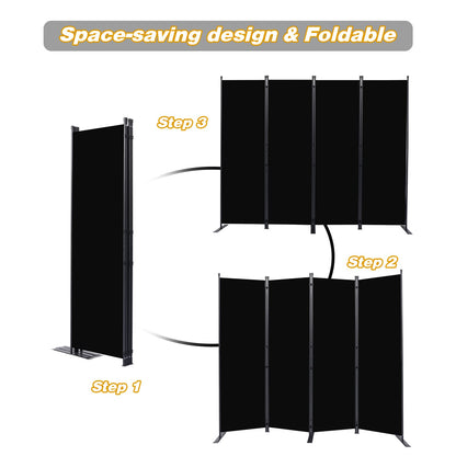 CHOSENM Room Divider, 4 Panel Folding Privacy Screens with Wider Feet, 6 Ft Portable Room Partition for Room Separator, Room Divider Panel 88" W X 71" H, Partition Room Dividers Freestanding，Black