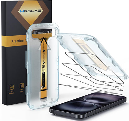 MRGLAS 4-Pack TOP 9H+ Glass for iPhone 16 Pro Screen Protector [Auto Alignment Kit] [10X Military Protection] UNBREAK Tempered Glass Flim for iPhone 16 Pro 6.3 inch Case-Friendly