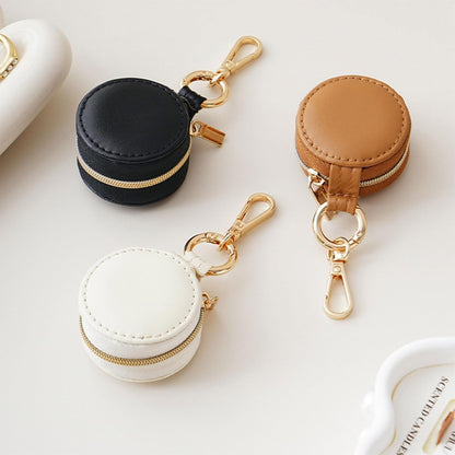 BWTRQ Jewelry Ring Holder Keychain - Portable Travel Sports Ring Keeper Case - Mini Small Versatile Carrying Display Storage Organizer Box With Key Chain (White)