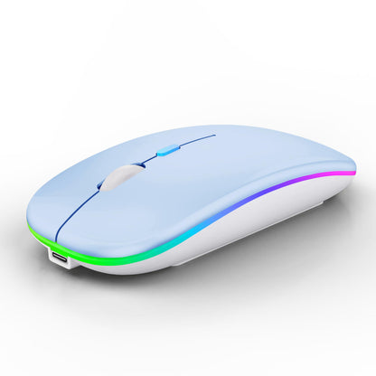 Wireless Bluetooth Mouse Rechargeable Laptop Mice with LED Lights Silent Slim Use(BT5.2 and 2.4G Portable USB Receiver)Dual Mode Computer Mouse for Laptop/iPad/Tablet/Apple/Computer/Mac(Black)