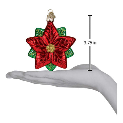 Old World Christmas Poinsettia Star Glass Blown Ornament for Christmas Tree, Handcrafted Holiday Decoration, Poinsettia Collection