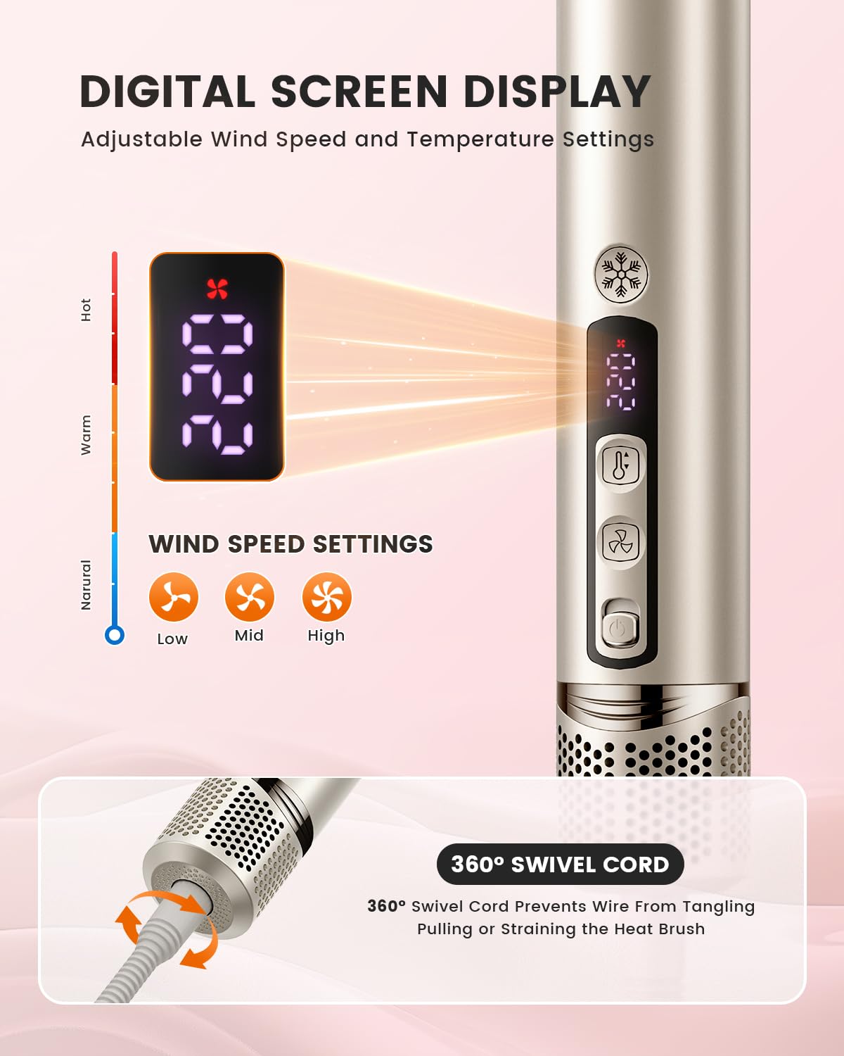 5-in-1 Professional Hair Dryer Brush, Powerful Multi-Styler with Auto-Wrap Curlers, Fast Drying Curling Straightening Volumizing Without Heat Damage, Storage Case Best Gift for Girl/Women