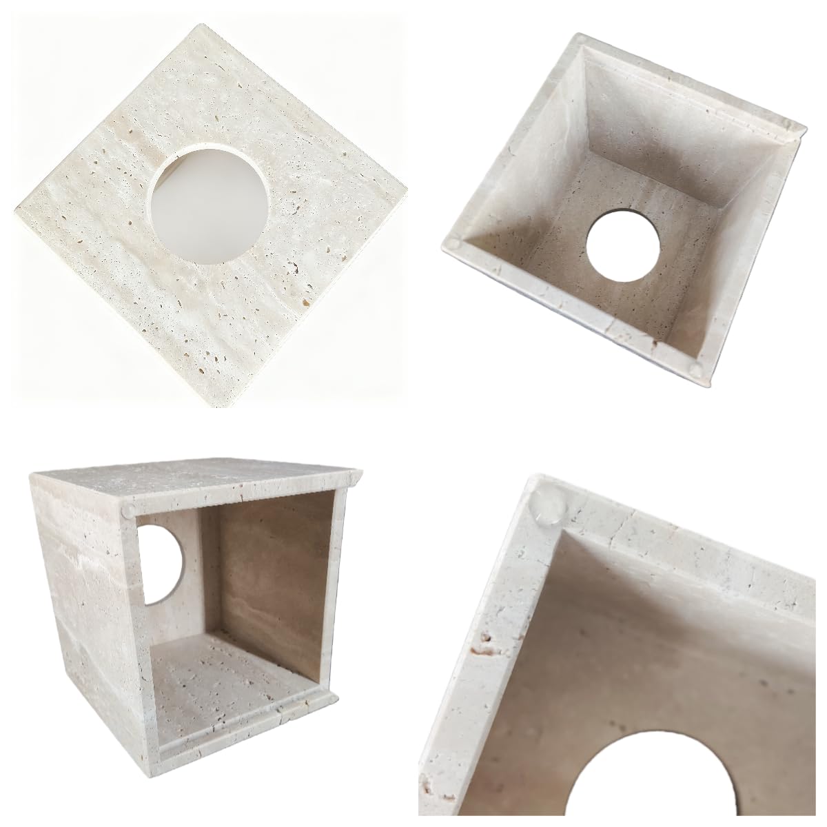 Jusmioke Natural Travertine Marble Tissue Box Cover, Stone Square Pumping Paper, Roll Toilet Paper Holder for Living Room, Bathroom, Kitchen and Home Decor