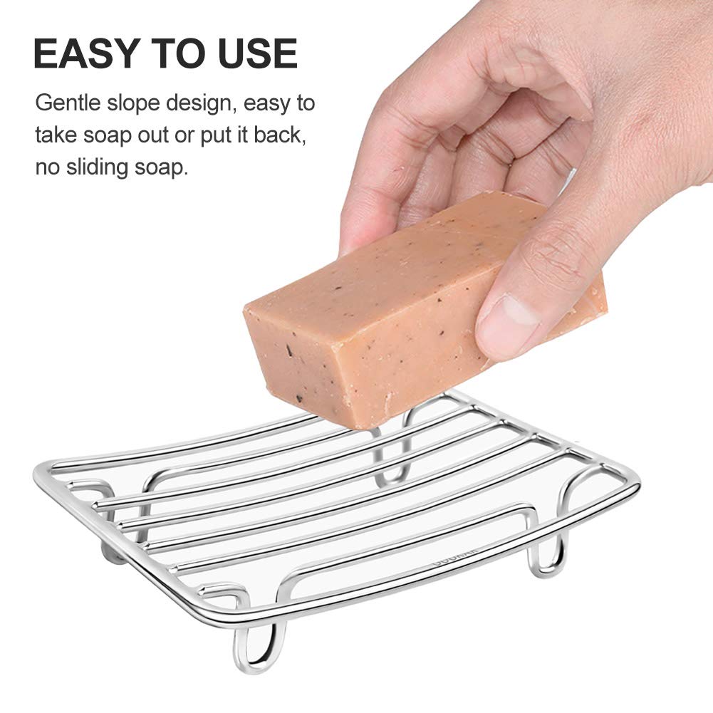 GUUKAR Bar Soap Dish Holder for Shower Bathroom Stainless Steel Rust Proof Self Draining, Chrome-2 Pack