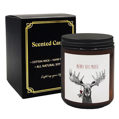Mancheng-zi Moose Christmas Candles Scented, Merry Christmas Small Candles Gifts for Women