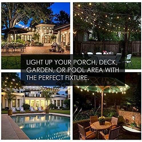 SUNTHIN White String Lights, 48ft White Outdoor Lights with 16 1W Shatterproof LED Bulbs for Patio, Garden, Backyard, Porch, Cafe, Deck, Wedding, Party