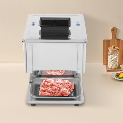 10mm Commercial Meat Silcer 1500W Electric Meat Cutter Machine Heavy Duty Meat Cuber Machine for Beef Turkey Chicken Pork and Fish 330.69Lbs/H (10mm/0.39in)