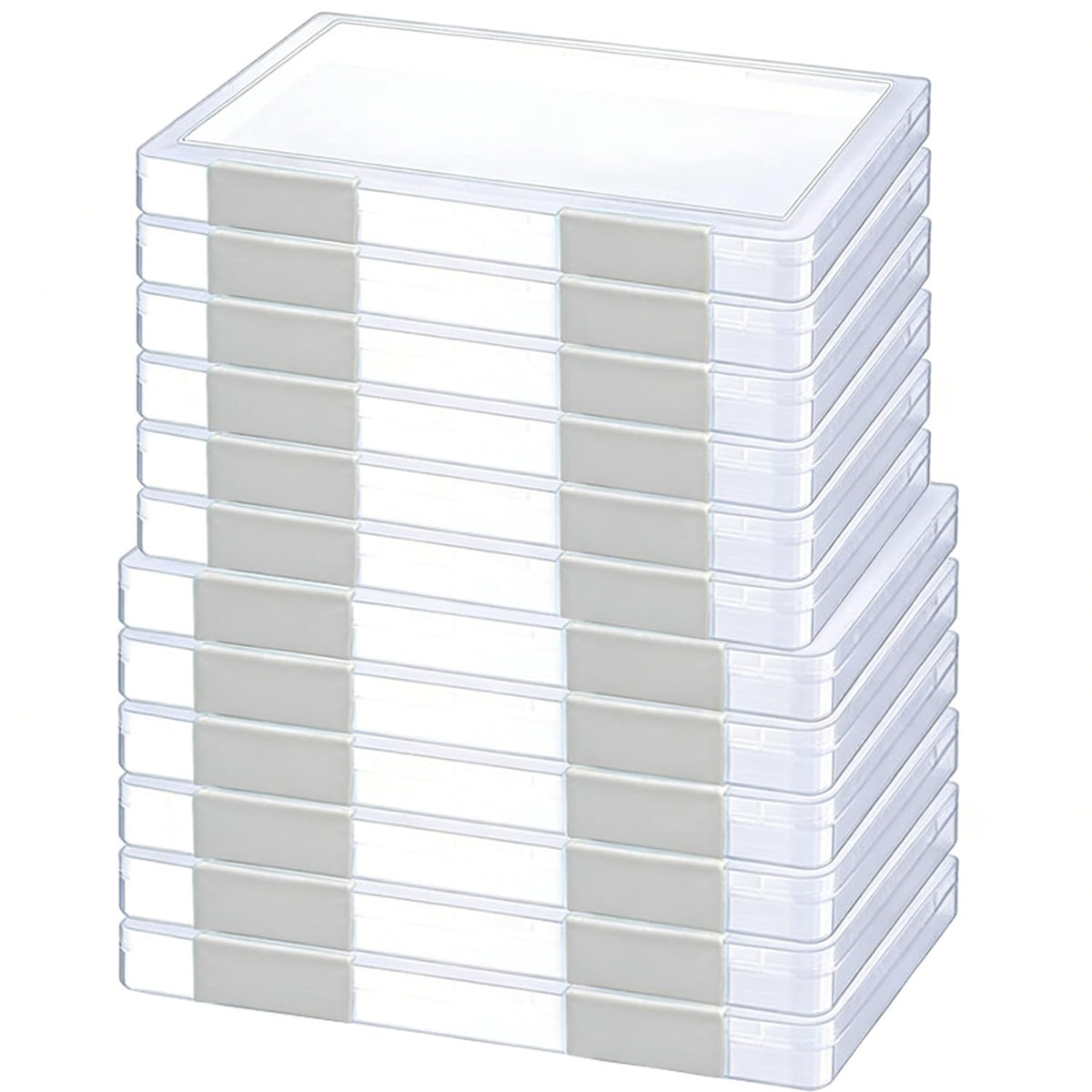 LonlyEagle 12 Pcs Clear A4 File Portable Project Case, Plastic Storage Box for 8.5" x 11" Letter Paper, Scrapbook Paper Storage Boxes Documents Magazines Holder
