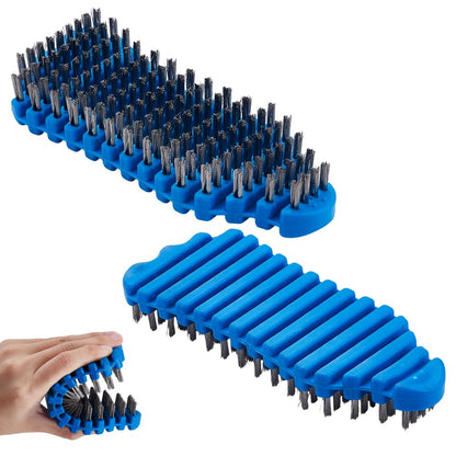 AHANDMAKER 2Pcs Barbell Brush for Cleaning Weighted Bars, TPE and Steel Wire Bristle Barbell Cleaning Brush Scrubber Weightlifting Bar Flexible Cleaner for Athletic Gym Equipment Maintenance, Blue