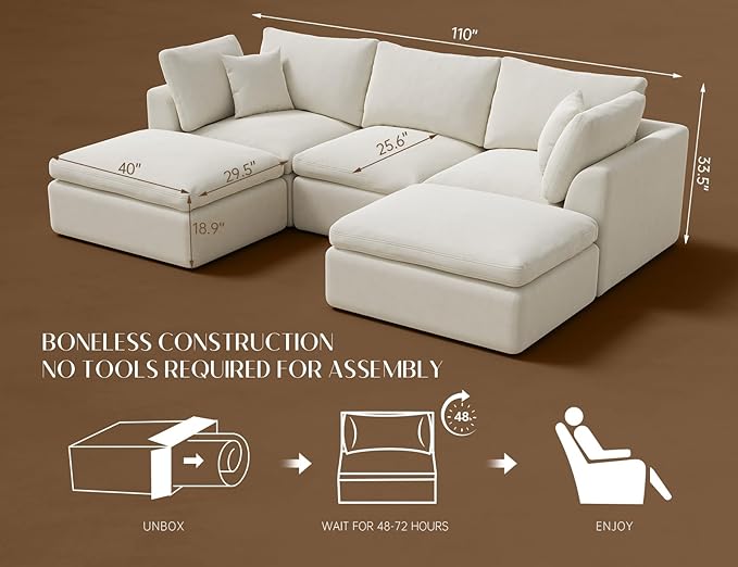 ohllob 110" Cloud Sectional Couches
