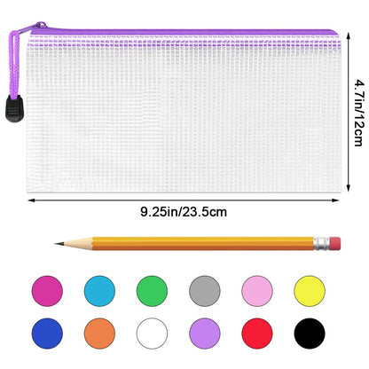 Umriox Pencil Pouches, 9.2 x 4.7 in (12 Colors, 36 Packs), Clear Pencil Pouch Bulk, Pencil Bags with Zipper for Bill Stationary Cosmetics Travel Storage