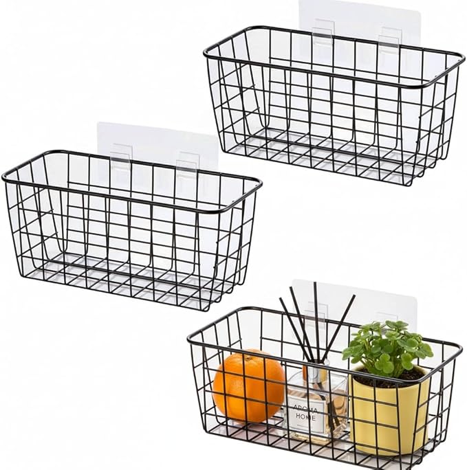 3 Set LeleCAT Adhesive Over the Cabinet Door Wire Baskets